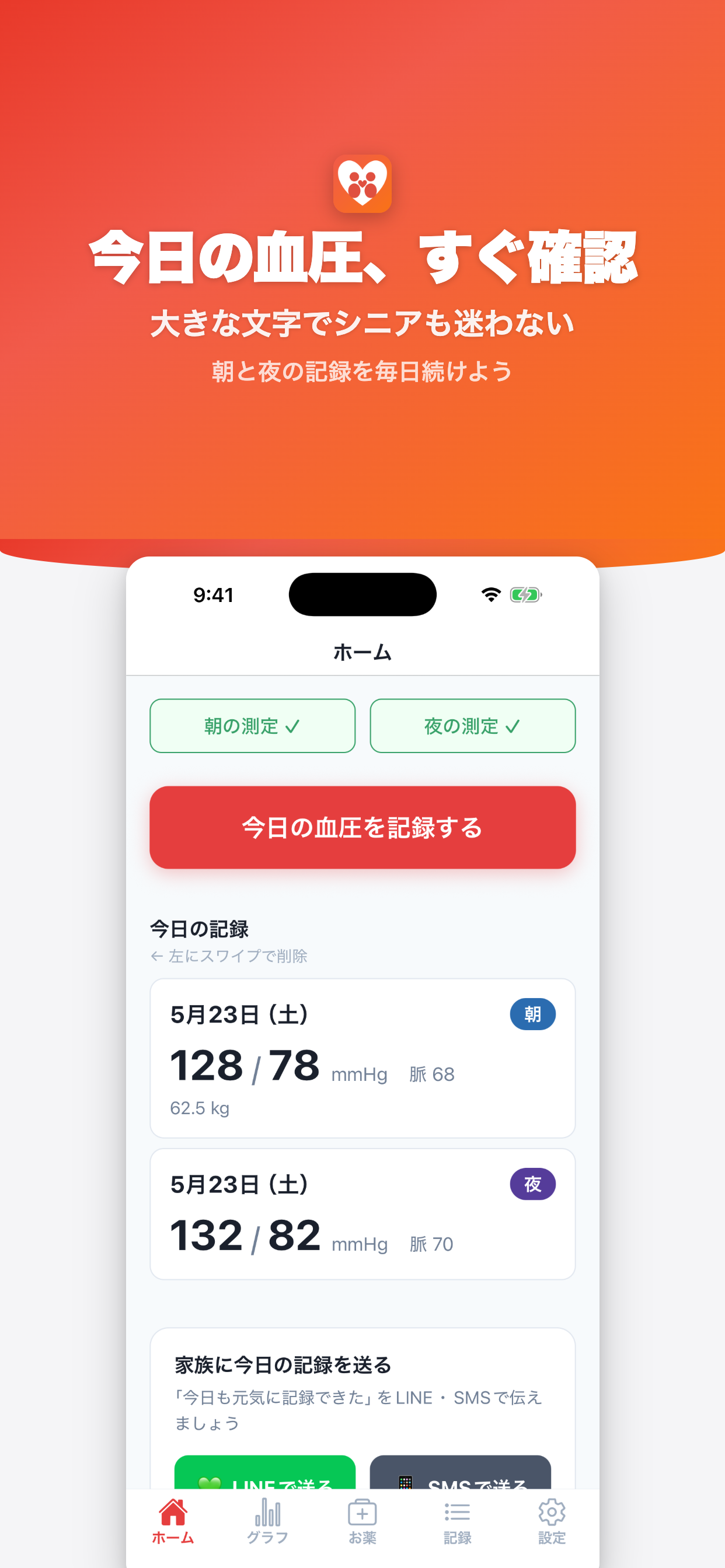 血圧手帳AI ホーム画面